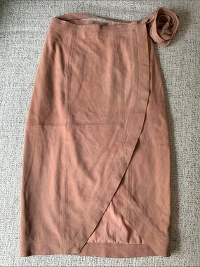 Free People Suede Wrap Midi Skirt in Dusty Rose
